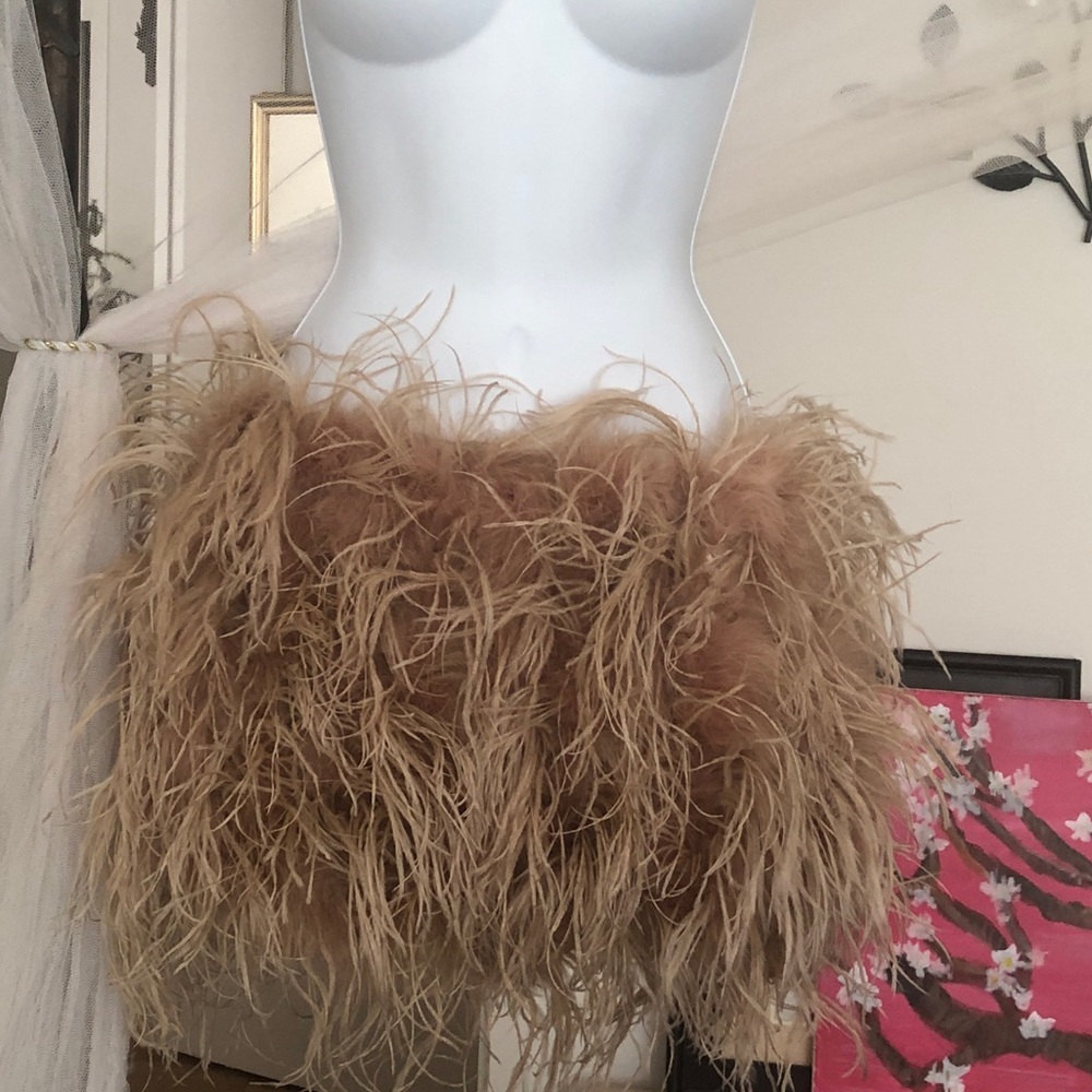 🎉 New 100% Real Ostrich Feathers Crop Top - Picture 10 of 17